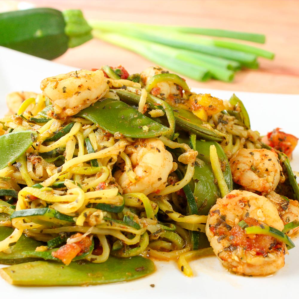 Zucchini Spaghetti Mit Garnelen Nutrilicious